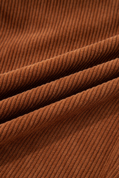 Women’s Corduroy Drawstring Lounge Pants – High-Waisted Soft Casual Trousers Chestnut