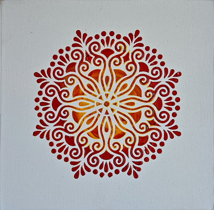 HAND PAINTED TEXTURED MANDALA ART - RED AND WHITE - SET OF 2 - JAG Universal Collection 