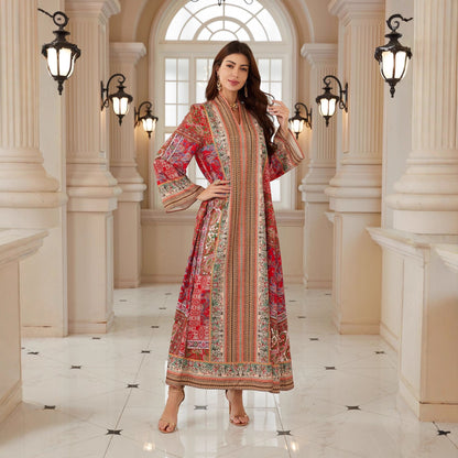 Dubai Inspired Women's Printed Abaya Dress