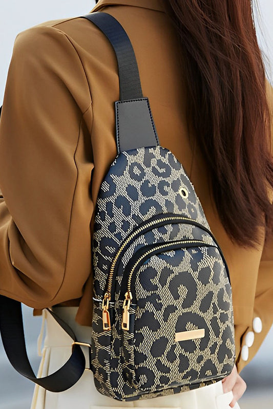 Leopard Print PU Leather Sling Bag – Women’s Crossbody Bag