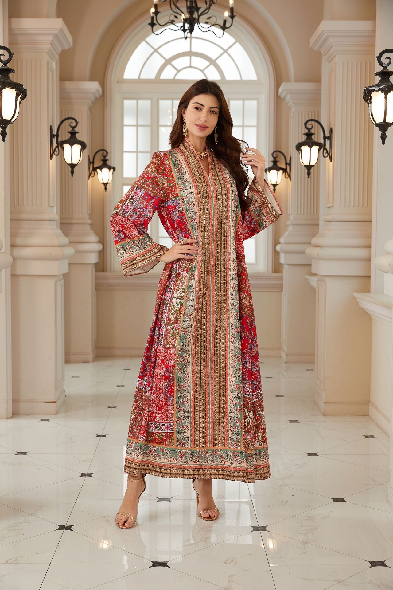 Dubai Inspired Women's Printed Abaya Dress
