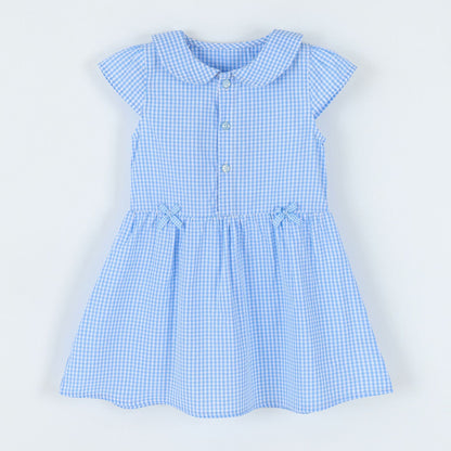 short-sleeve woven cotton dress for kids