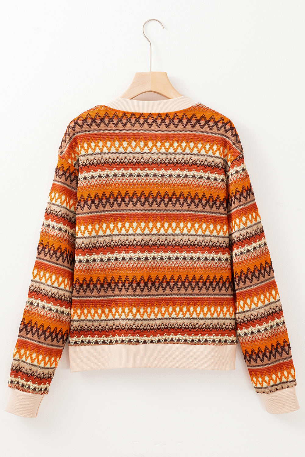 Orange Boho Striped Zip-Up Jacket – Vibrant Fall Layering Piece