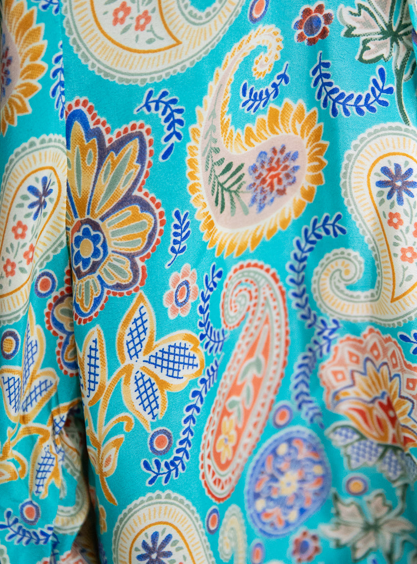 WOMEN'S BELL SLEEVE HAWAIIAN SILK BLOUSE - ONE SIZE - JAG Universal Collection 