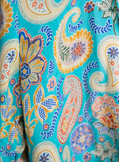 WOMEN'S BELL SLEEVE HAWAIIAN SILK BLOUSE - ONE SIZE - JAG Universal Collection 