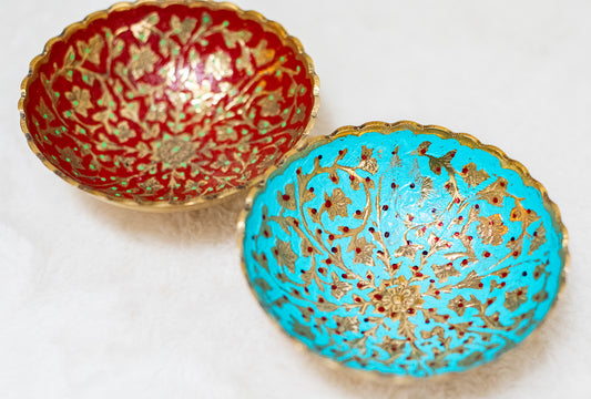 HAND PAINTED TIBETAN BRASS BOWLS - JAG Universal Collection 