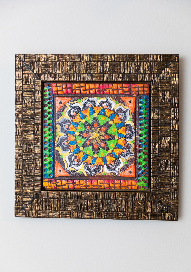 PUNJABI DESIGN TILE AND WOOD WALL ART - HANDCRAFTED - JAG Universal Collection 