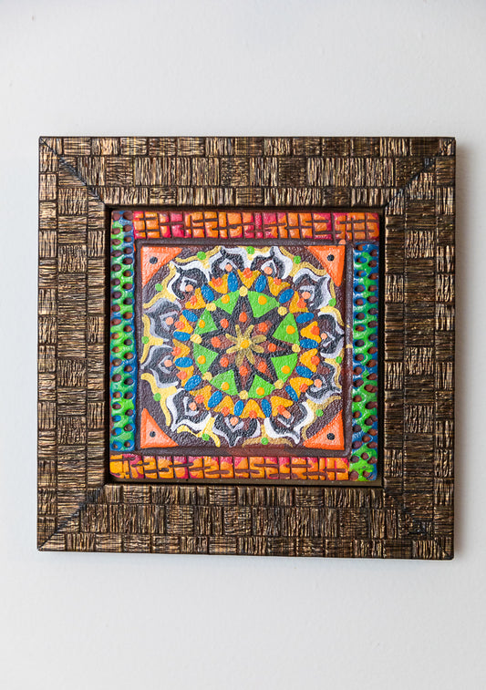 PUNJABI DESIGN TILE AND WOOD WALL ART - HANDCRAFTED - JAG Universal Collection 