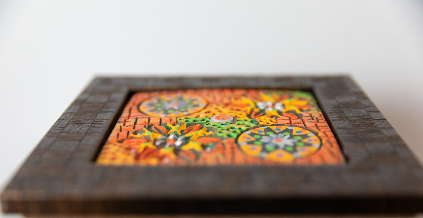 PUNJABI DESIGN TILE AND WOOD WALL ART - HANDCRAFTED - JAG Universal Collection 
