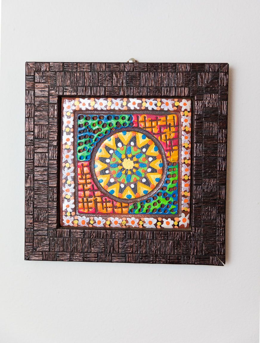 PUNJABI DESIGN TILE AND WOOD WALL ART - HANDCRAFTED - JAG Universal Collection 