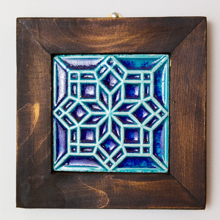 PUNJABI TILE AND WOOD GEOMETRIC WALL ART - HANDCRAFTED - JAG Universal Collection 