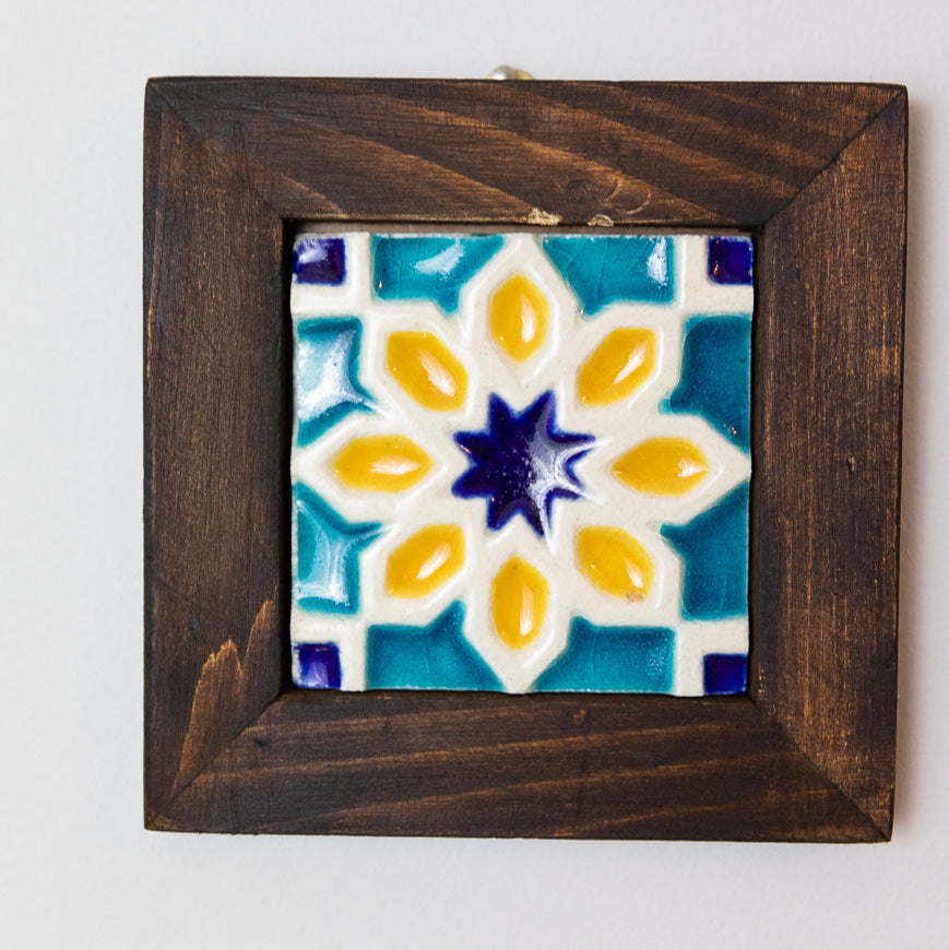 PUNJABI TILE AND WOOD GEOMETRIC WALL ART - HANDCRAFTED - JAG Universal Collection 