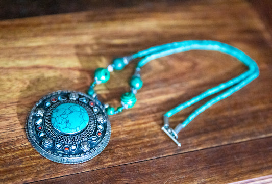 TRADITIONAL SINDHI DESIGN NECKLACE - TURQUOISE - JAG Universal Collection 