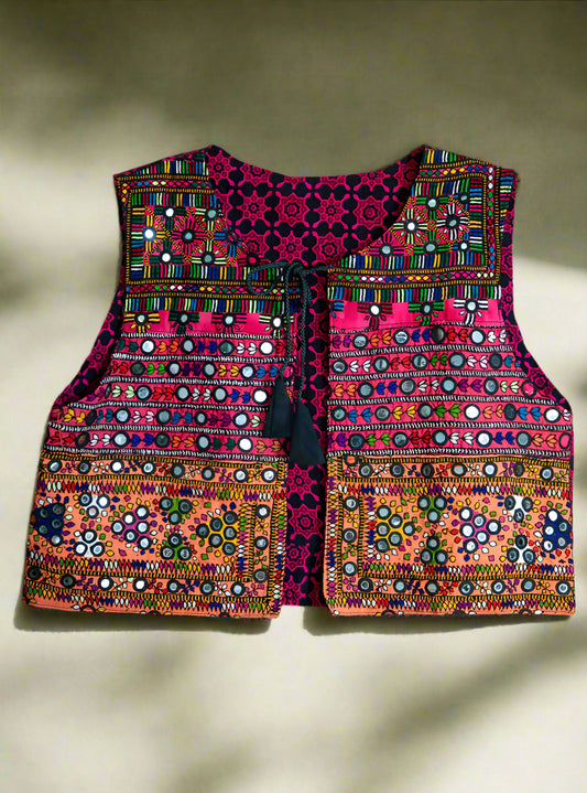 EMBROIDERED ETHNIC BOHEMIAN VEST CARDIGAN - JAG Universal Collection 