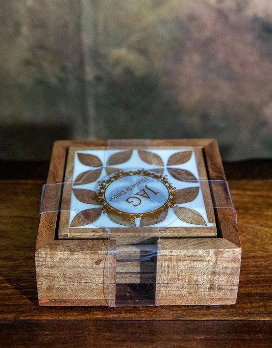 WOOD AND STONE INLAID COASTERS - JAG Universal Collection 