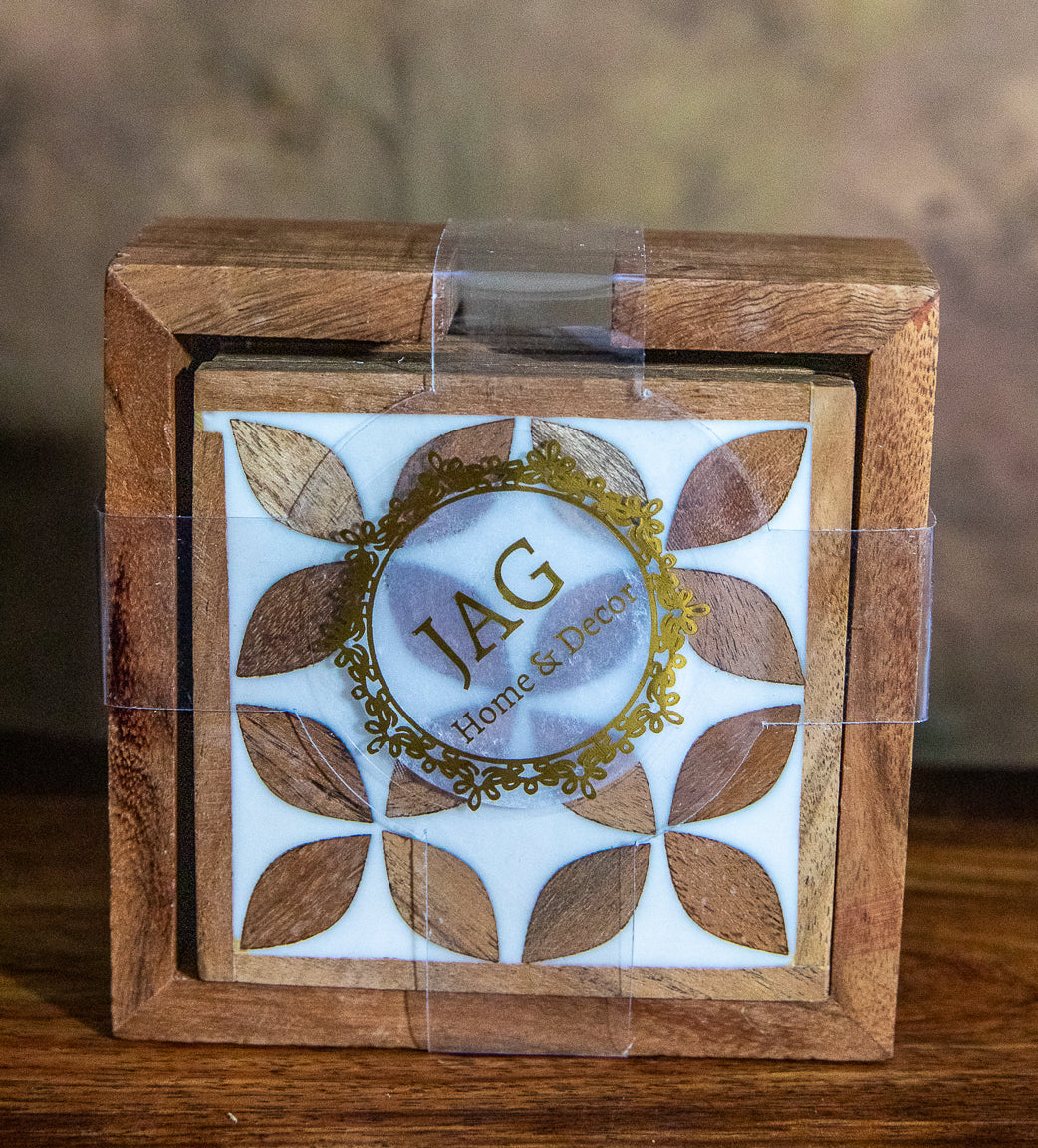 WOOD AND STONE INLAID COASTERS - JAG Universal Collection 