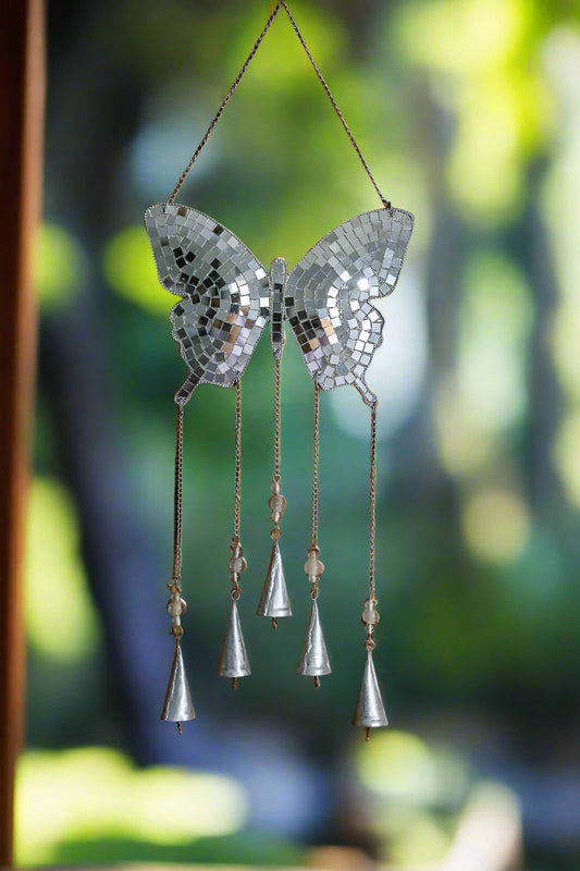 SILVER GLASS MOSAIC METAL WIND CHIME HANDCRAFTED - JAG Universal Collection 