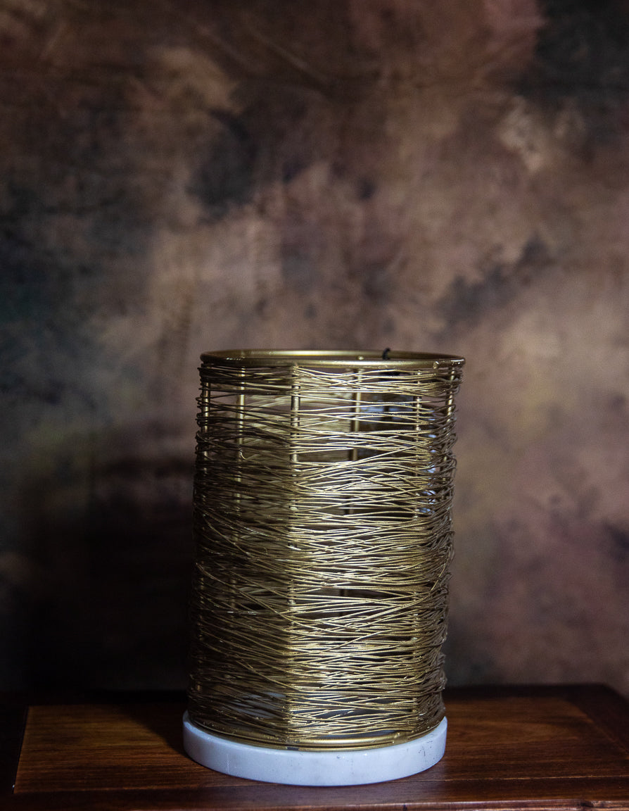 Gold Wire Utensil Holder with Marble Base