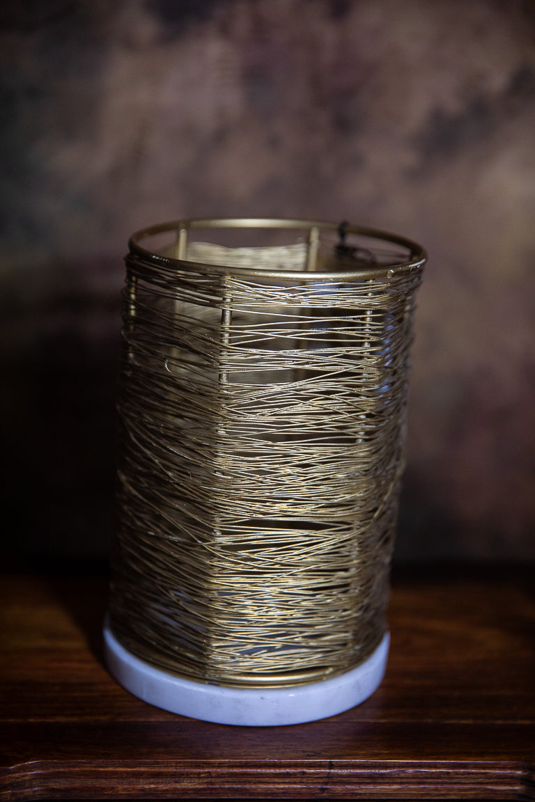 Gold Wire Utensil Holder with Marble Base