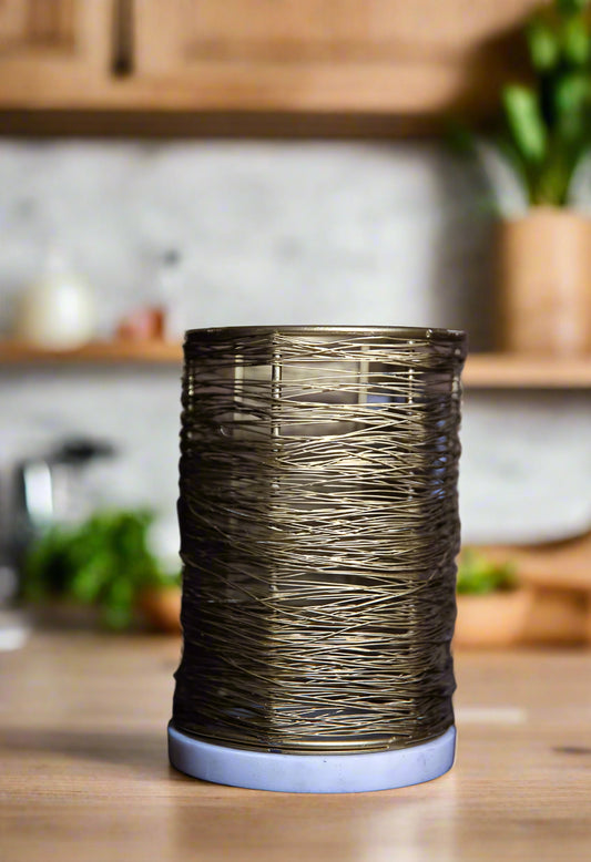Gold Wire Utensil Holder with Marble Base
