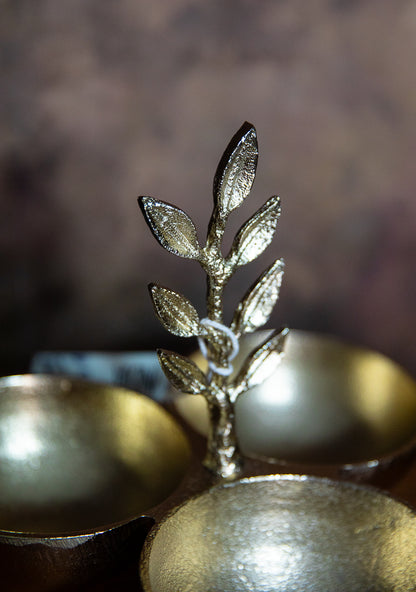 Gold Leaf Triple Snack Bowl Set