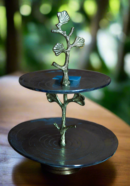 2-Tier Ginkgo Leaf Serving Tray