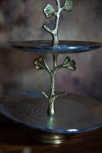 2-Tier Ginkgo Leaf Serving Tray