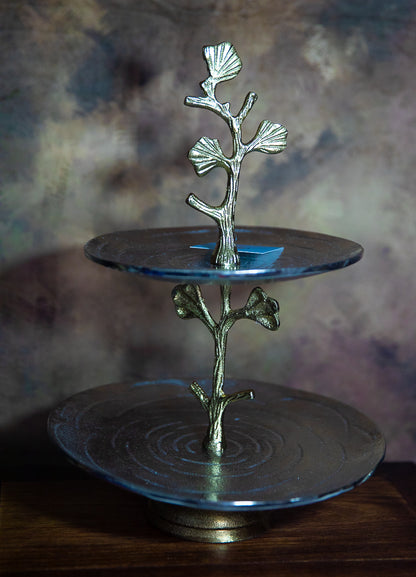 2-Tier Ginkgo Leaf Serving Tray