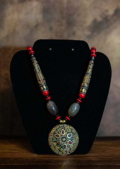 GOLD MOSAIC INLAID ANTIQUE NECKLACE