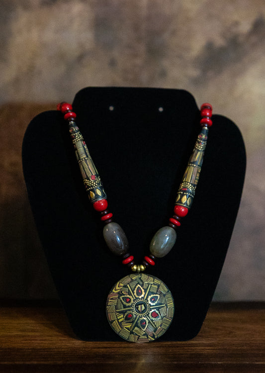 GOLD MOSAIC INLAID ANTIQUE NECKLACE