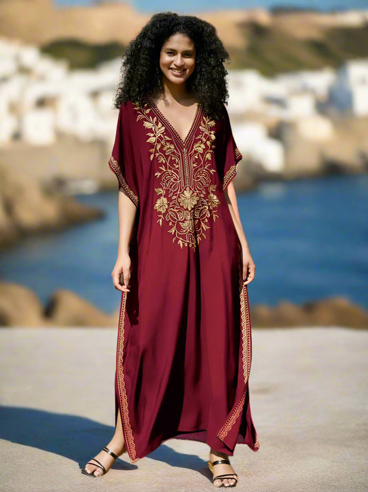 WOMEN'S EMBROIDERED KAFTAN - ONE SIZE LONG DRESS - JAG Universal Collection 