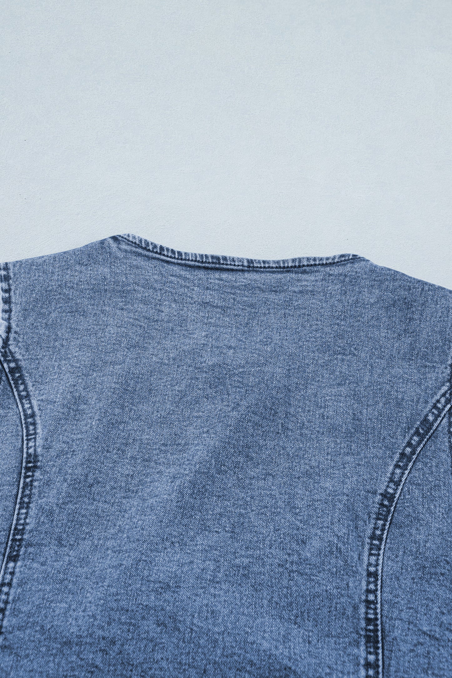 Women’s Blue Denim Vest – Sleeveless Button Down Long Vest with Side Slits for Spring Layering