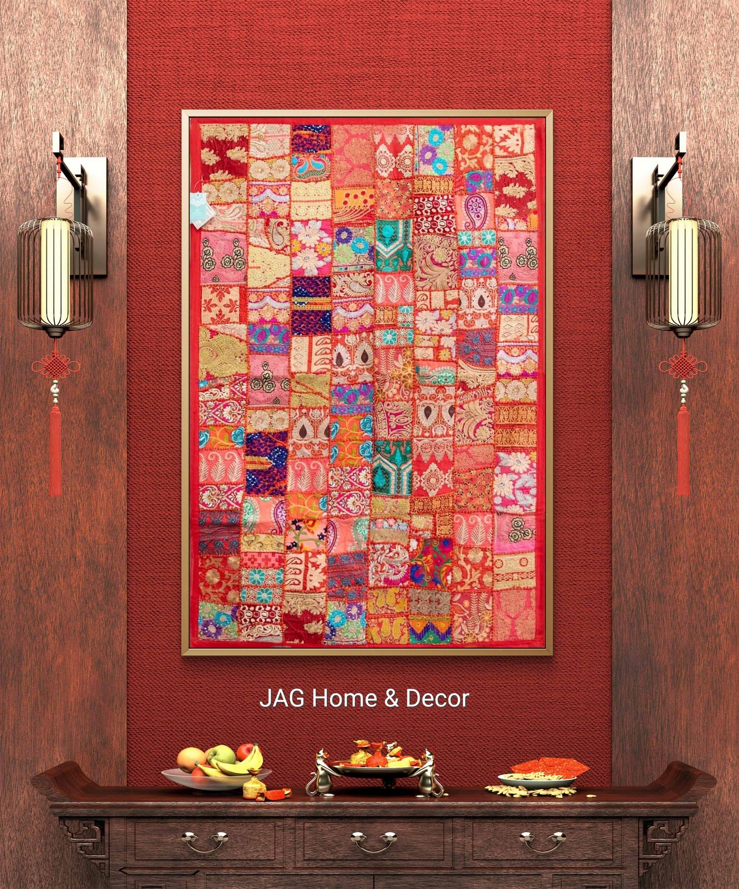 INDIAN RAJHASTANI EMBROIDRED WALL TAPESTRY - HANDCRAFTED - JAG Universal Collection 