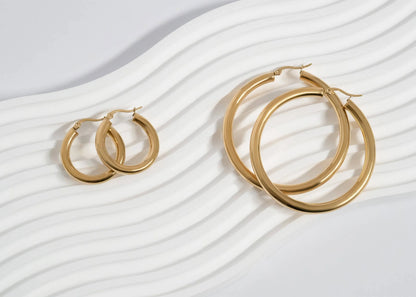 18K Gold PVD 316L Stainless Steel Hoop Earrings for Women – 50mm