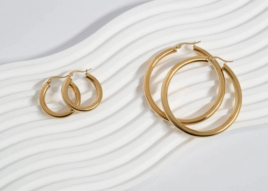 Made in the USA -18K Gold PVD 316L Surgical Stainless Steel Hoop Earrings for Women – 50mm