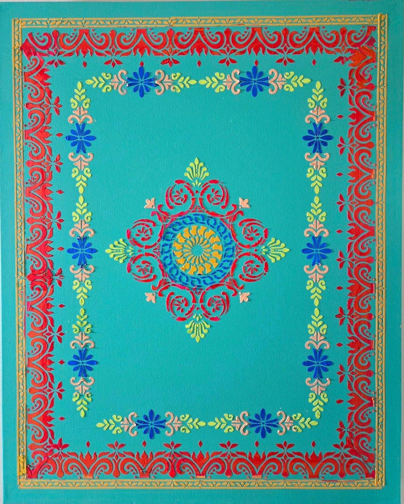 Whispers of the Imperial Garden - 36" x 24" Mixed Media Painting