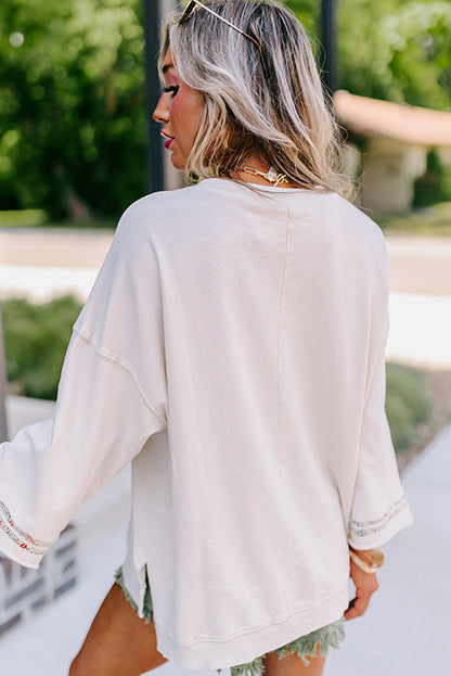 Floral Peace Sign Oversized Sweatshirt – Relaxed Fit Boho Casual Top