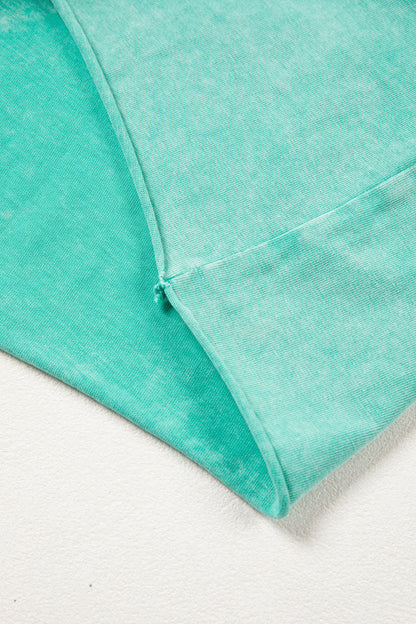 Sea Green Mineral Wash Lounge Shorts – Soft Drawstring Casual Shorts