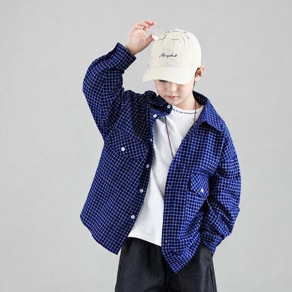 Boys Long Sleeve Casual Shirt Fall Spring Children Top