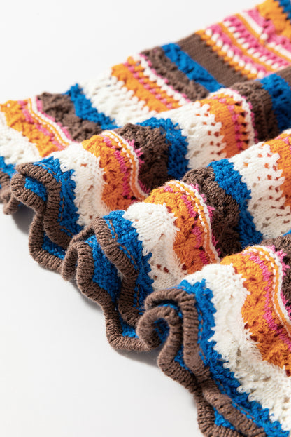 oho Crochet Knit Tank Top – Multicolor Striped Summer Sweater Vest