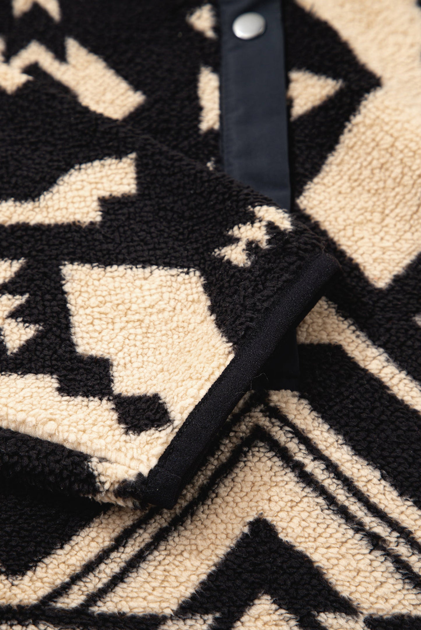 Black Western Aztec Half Zip Plush Sweatshirt – Cozy Tribal Print Fleece Pullover for Women | Warm Boho Winter Jacket with Pockets