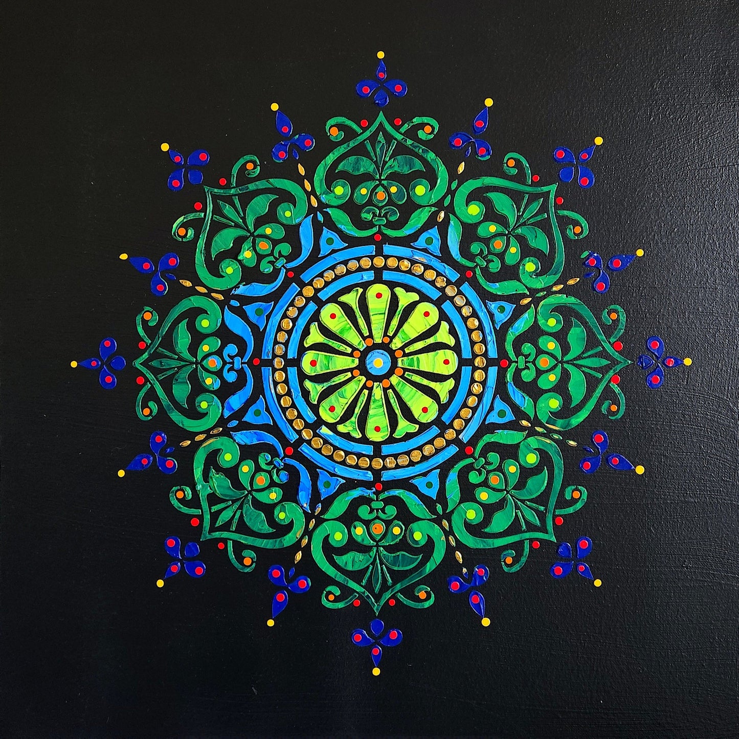 HAND PAINTED TEXTURED MANDALA ART - BLACK - JAG Universal Collection 