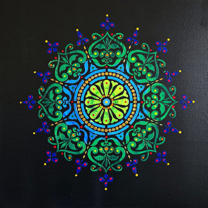 HAND PAINTED TEXTURED MANDALA ART - BLACK - JAG Universal Collection 