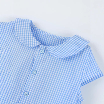 short-sleeve woven cotton dress for kids