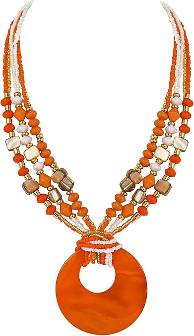 WOMEN'S HANDCRAFTED SHELL AND STONES NECKLACE - JAG Universal Collection 