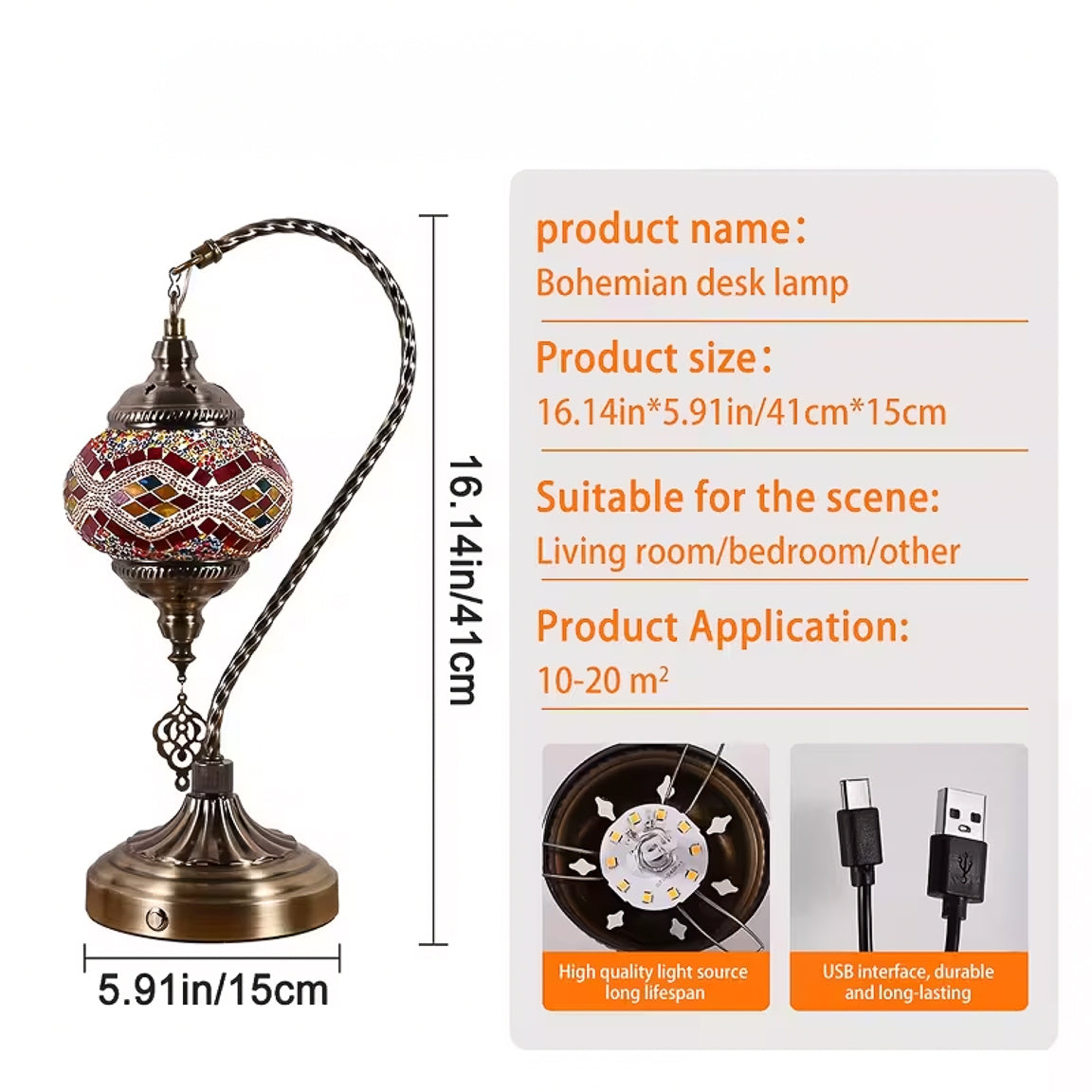 TURKISH MOSAIC SWAN NECK LAMPS