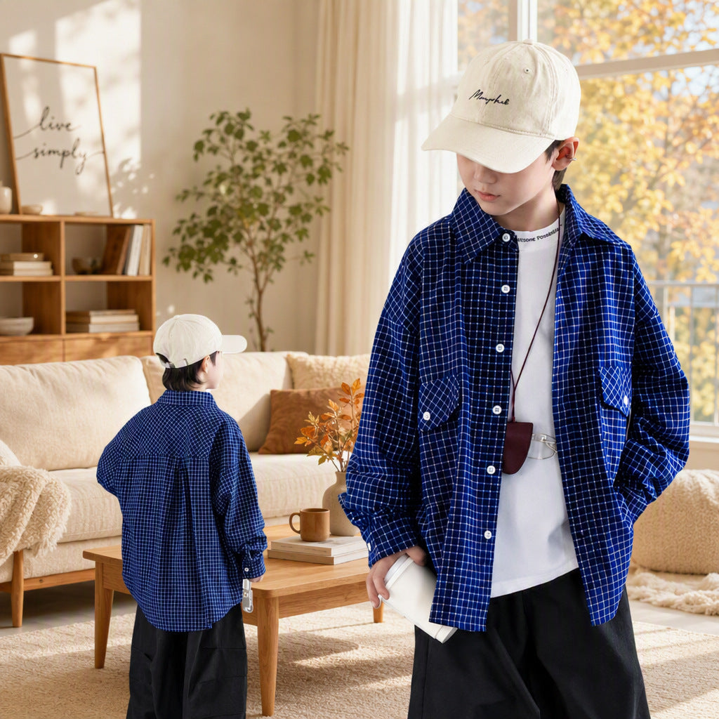 Boys Long Sleeve Casual Shirt Fall Spring Children Top