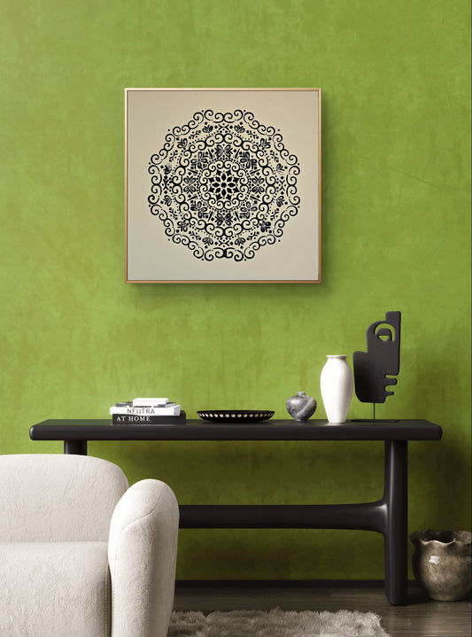 HANDPAINTED TEXTURED MANDALA ART - BEIGE - JAG Universal Collection 
