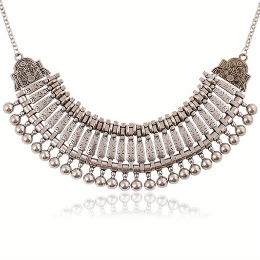 TIBETAN DESIGN CARVED TRIBAL SILVER NECKLACE - JAG Universal Collection 
