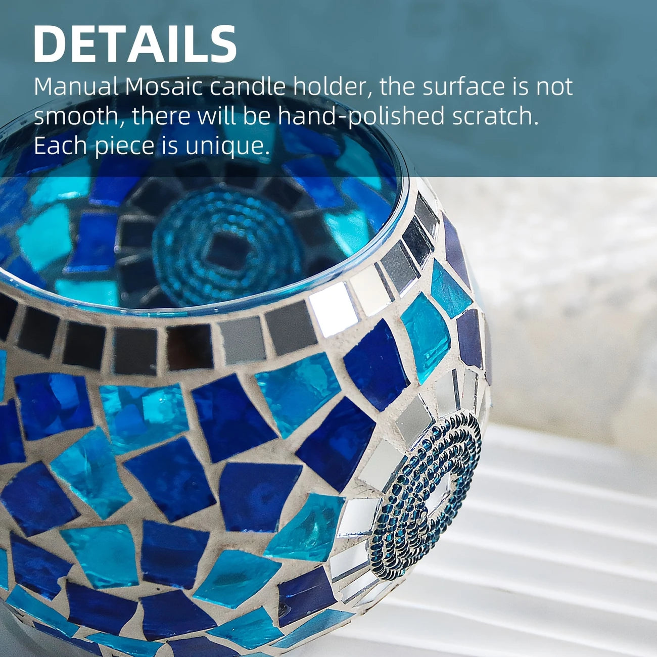 TURKISH DESIGN MOSAIC GLASS CANDLE HOLDER - SET OF 3 - JAG Universal Collection 